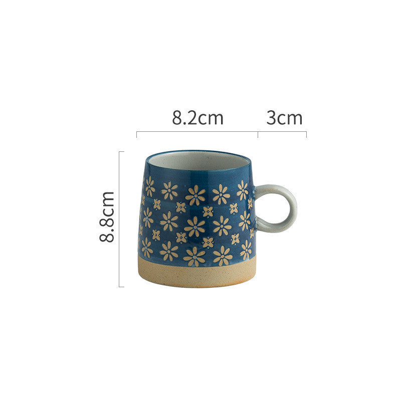 Japanese Garden Embossed Retro Ceramic Coffee Cup