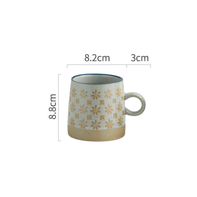 Japanese Garden Embossed Retro Ceramic Coffee Cup