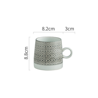 Japanese Garden Embossed Retro Ceramic Coffee Cup