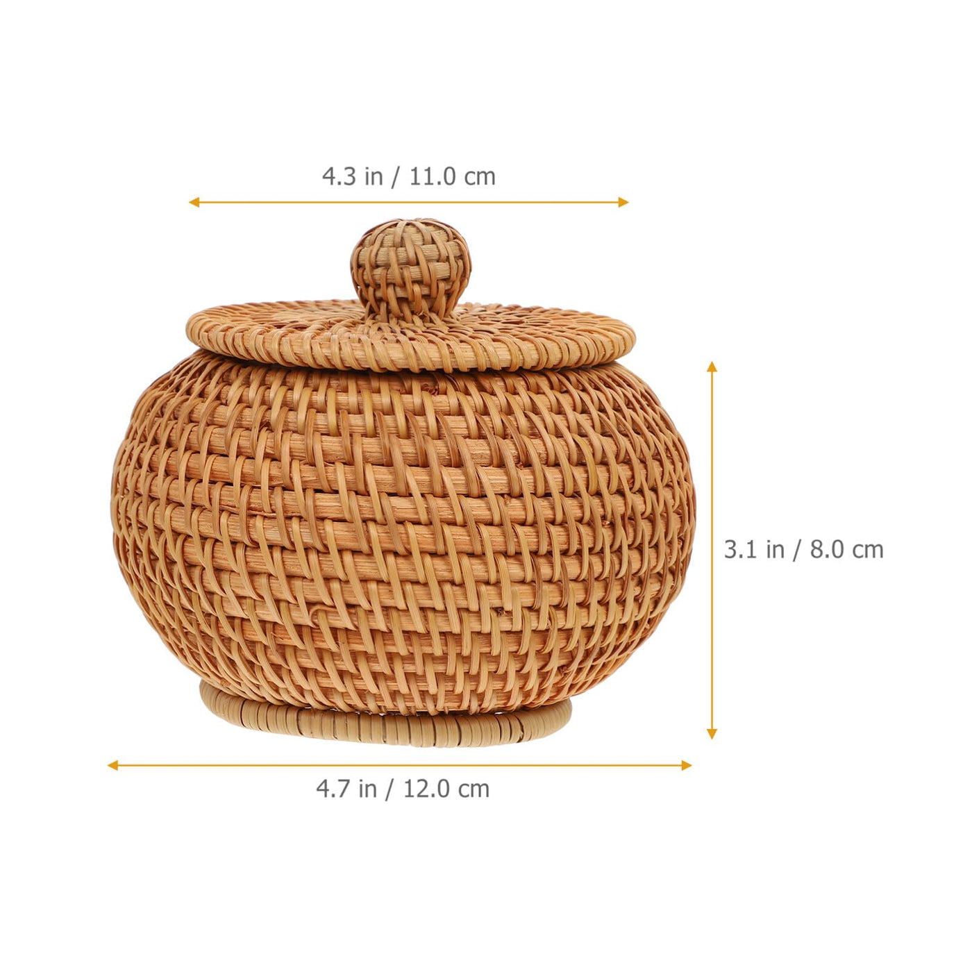 Handmade Round Rattan Vintage Brown Basket With Lid