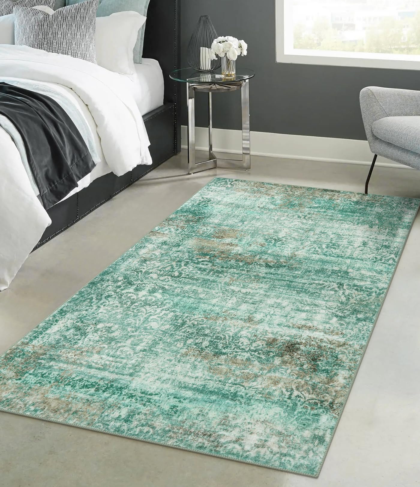 Uphome Abstract Green Soft Washable Area Rug