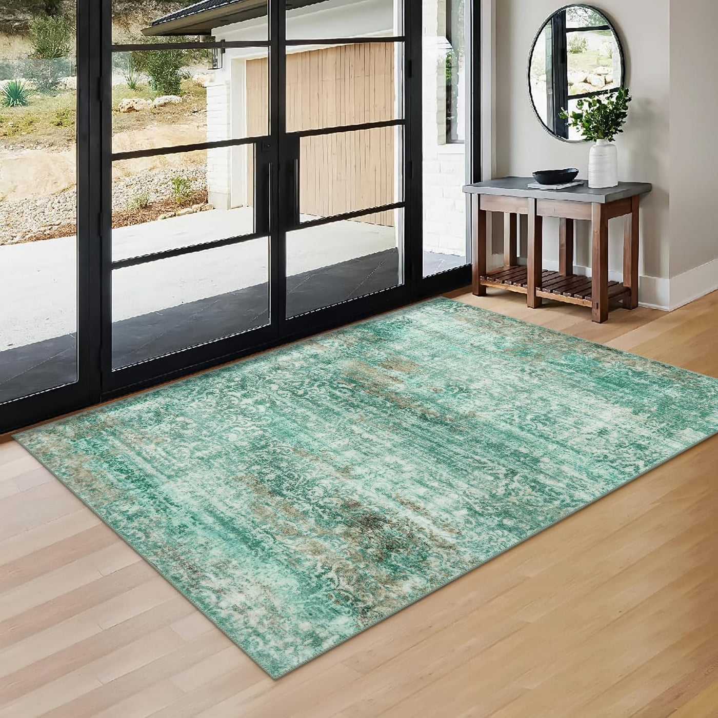 Uphome Abstract Green Soft Washable Area Rug