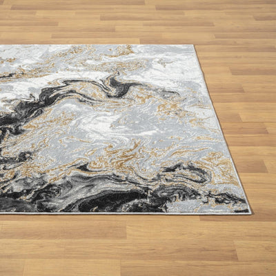 LUXE WEAVERS Marble Swirl Abstract Area Rug, Smoke 2x7