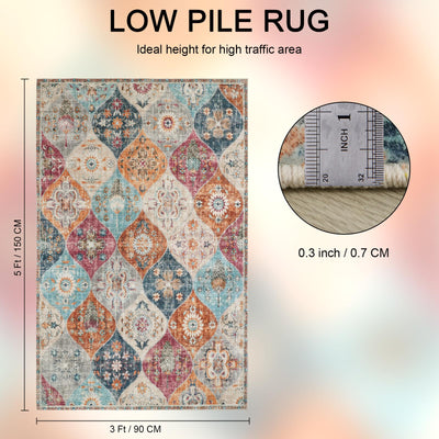 Moroccan Cream Washable Area Rug