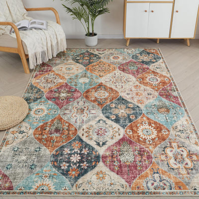 Moroccan Cream Washable Area Rug