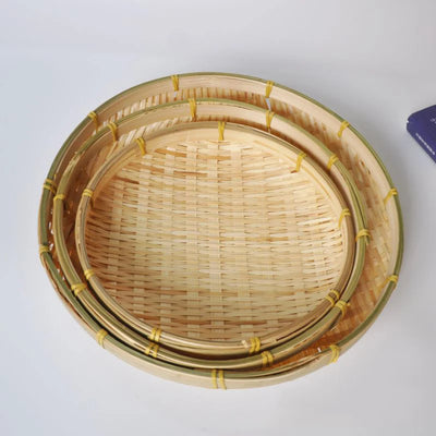 Handmade Bamboo Weave Round Dustpan