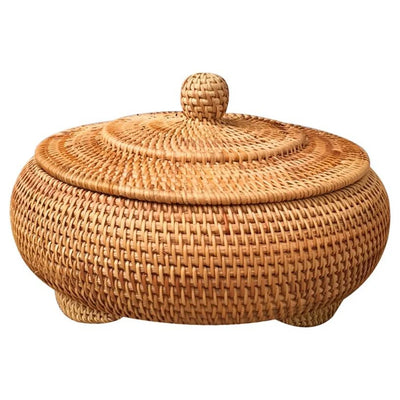 Hand-Woven Rattan Storage Basket 