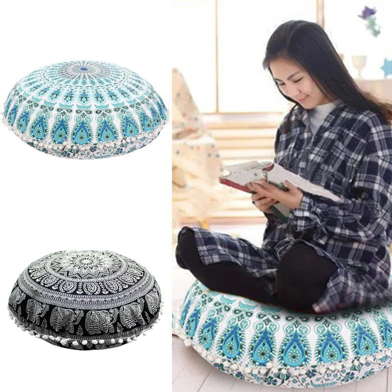 Mandala Round Floor Pillow Hippie Cushion