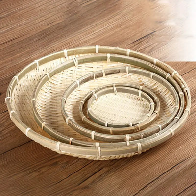 Handmade Bamboo Weave Round Dustpan