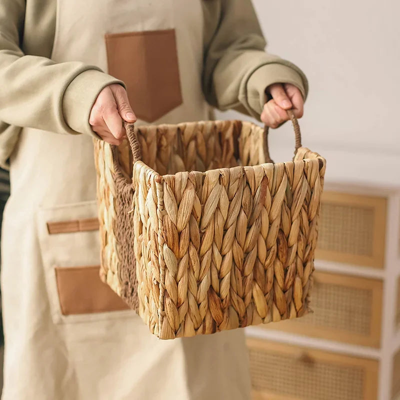 Panier de rangement portable tissé en herbe de gourde d'eau nordique