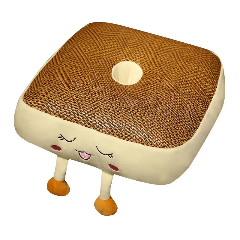 Comfortable Cartoon Rattan Seat Floor Cushion Pillow