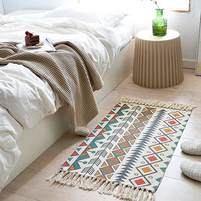 Boho With Tassels Washable Rug