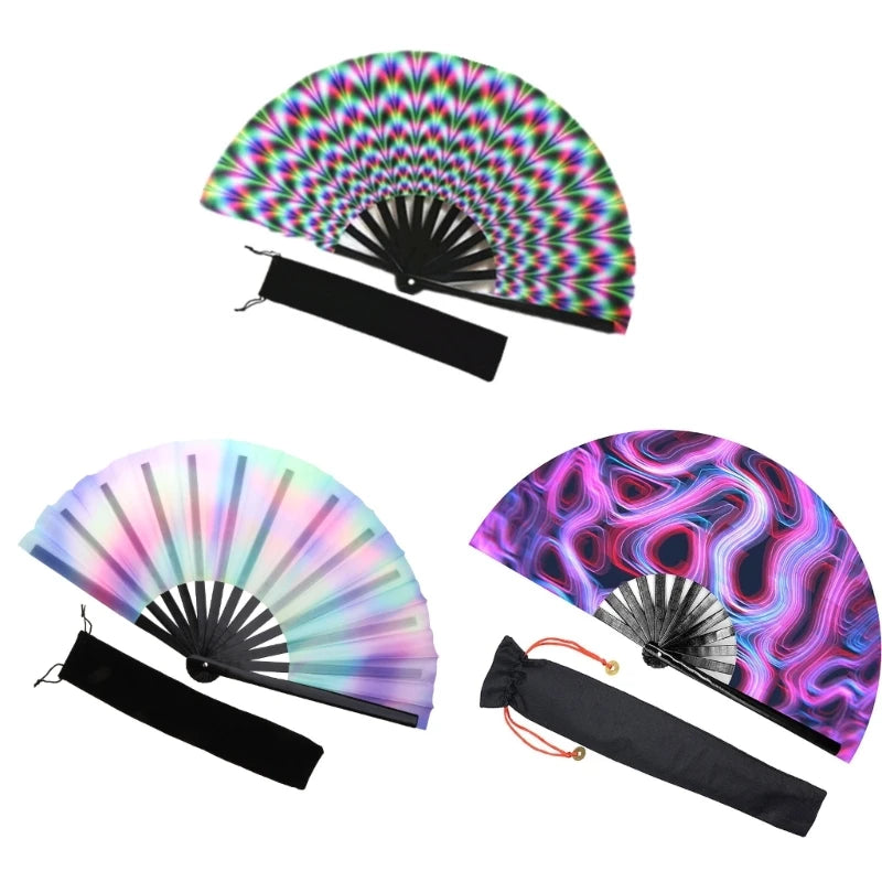 Fluorescent Dance Large Folding Hand Fan