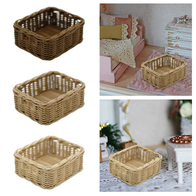 Scale Woven Life Scene Dollhouse Baskets