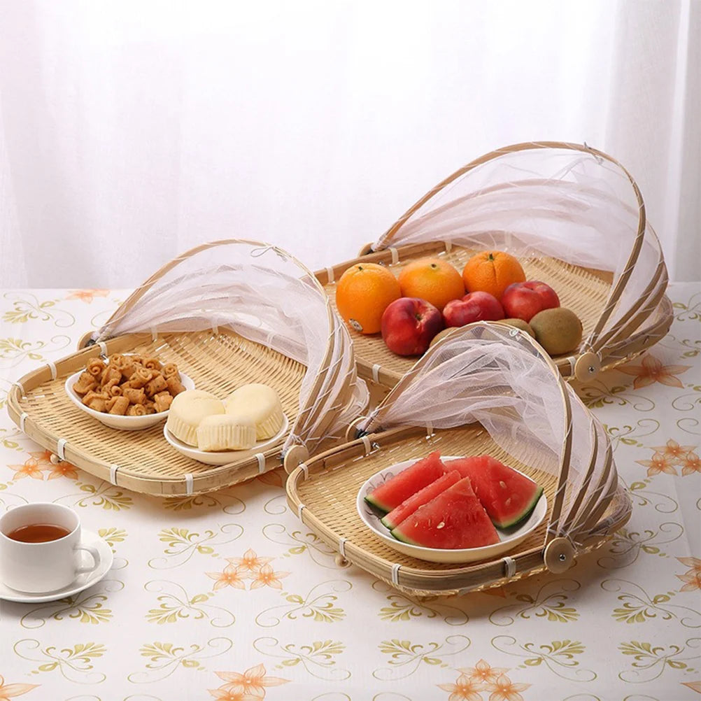 Bamboo Gauze Fruit and Vegetable Storage Tent Basket