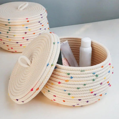 Woven Cotton Rope Handmade Storage Basket