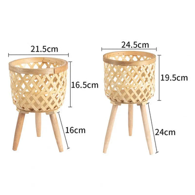 Freestanding Plant Display Woven Stand Basket