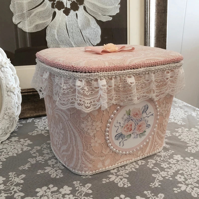 Retro Handmade Korean Lace Storage Box With Lid