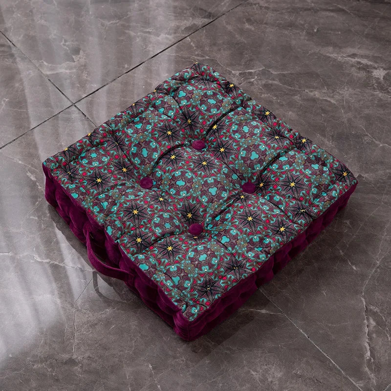 Mandala Velvet Square Floor Seat Cushion