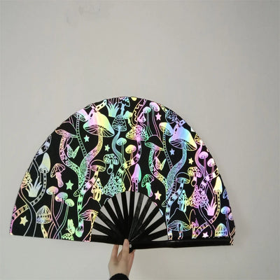 Reflective Rainbow Holographic Bamboo Foldable Handfan