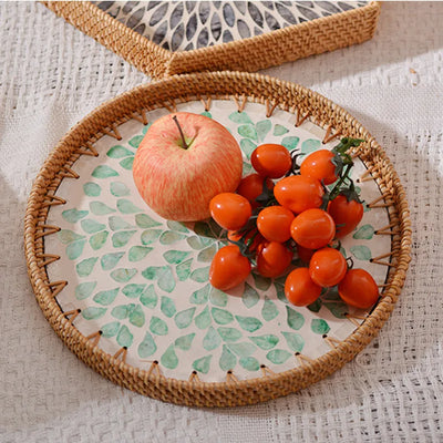 Handmade Colorful Shell Rattan Serving