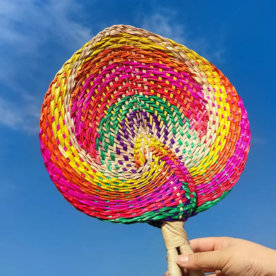 Colorful Handmade Bamboo Heart Hand Fan