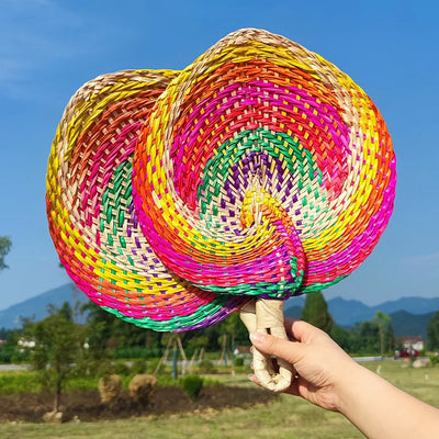 Colorful Handmade Bamboo Heart Hand Fan