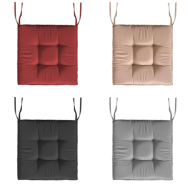 Square Solid Color Seat Cushion with Non-Slip Ties