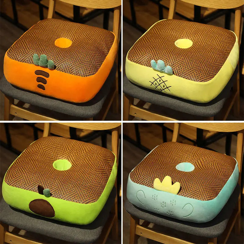 Comfortable Cartoon Rattan Seat Floor Cushion Pillow