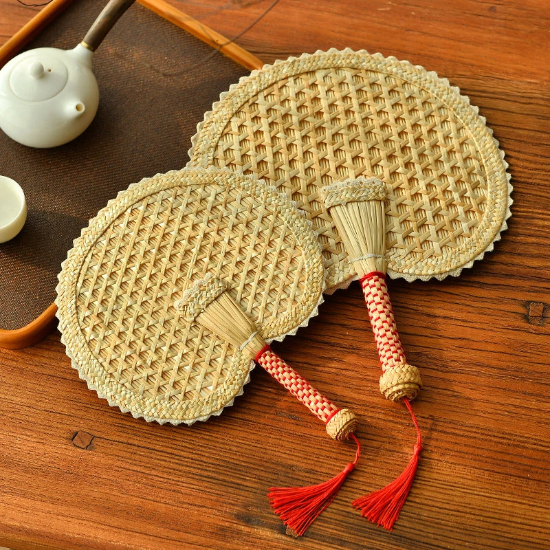 Hand-Woven Straw Hand Fan