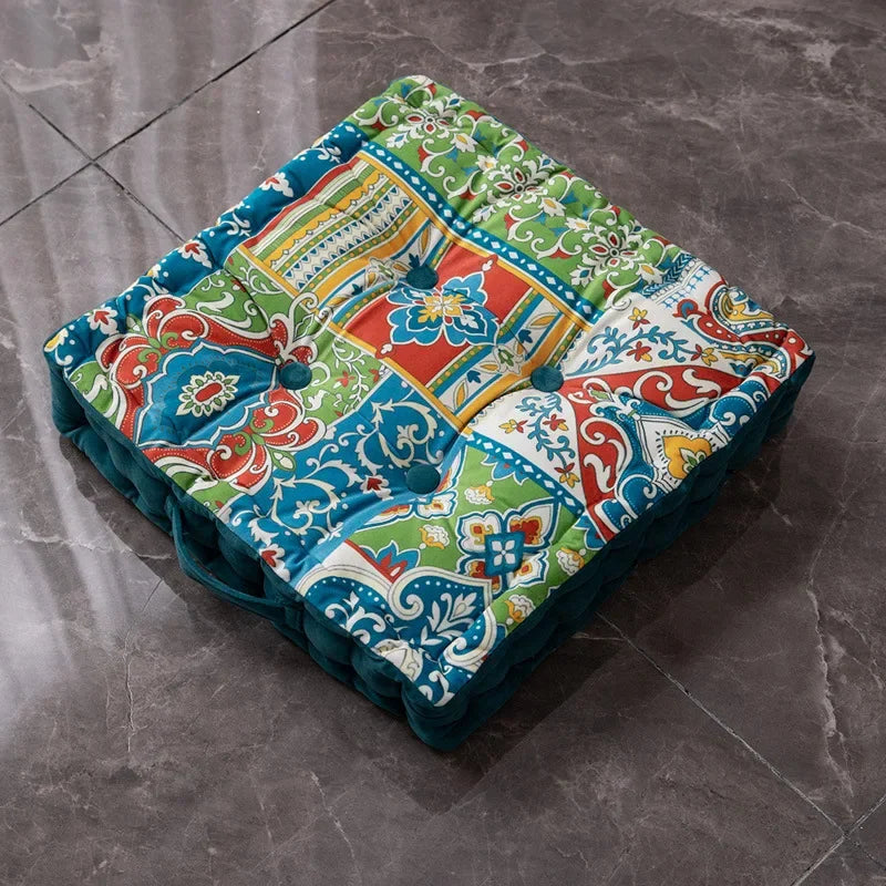 Mandala Velvet Square Floor Seat Cushion