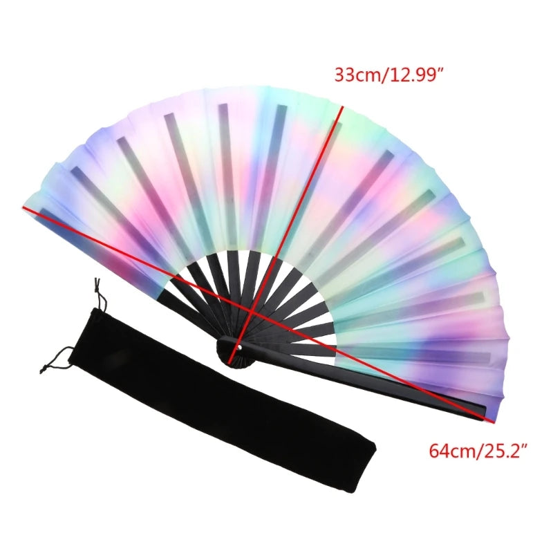 Fluorescent Dance Large Folding Hand Fan