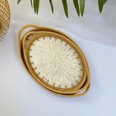 Handmade Colorful Shell Rattan Trays