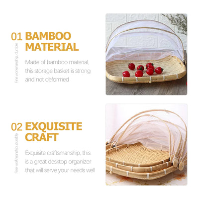 Bamboo Gauze Fruit and Vegetable Storage Tent Basket