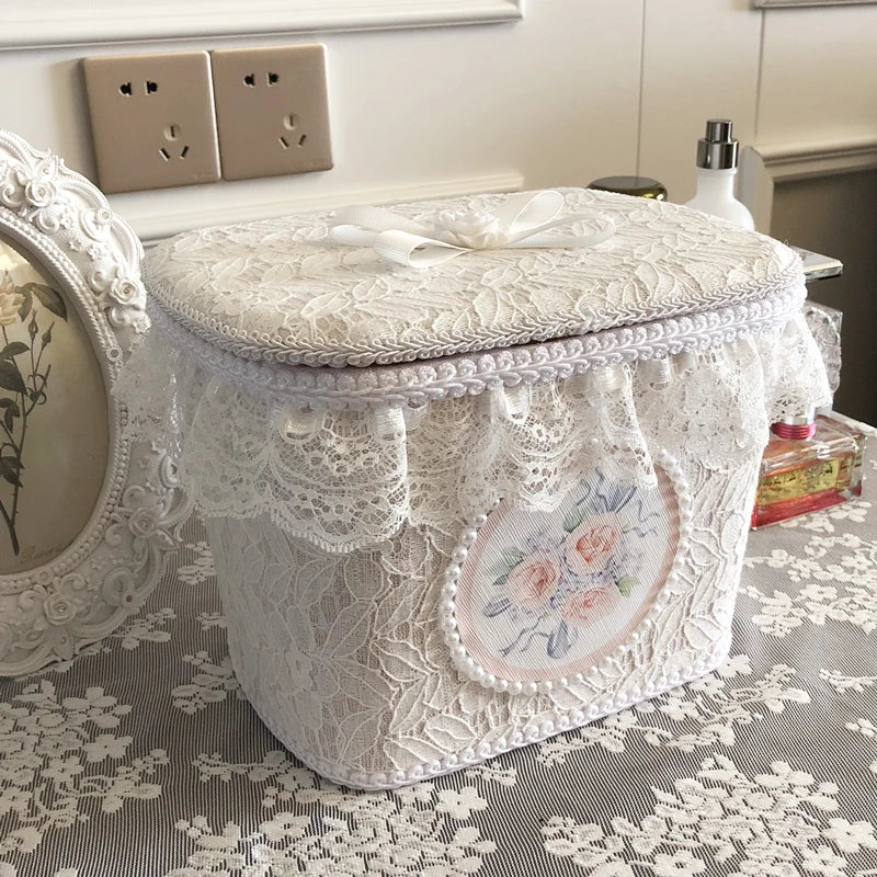 Retro Handmade Korean Lace Storage Box With Lid