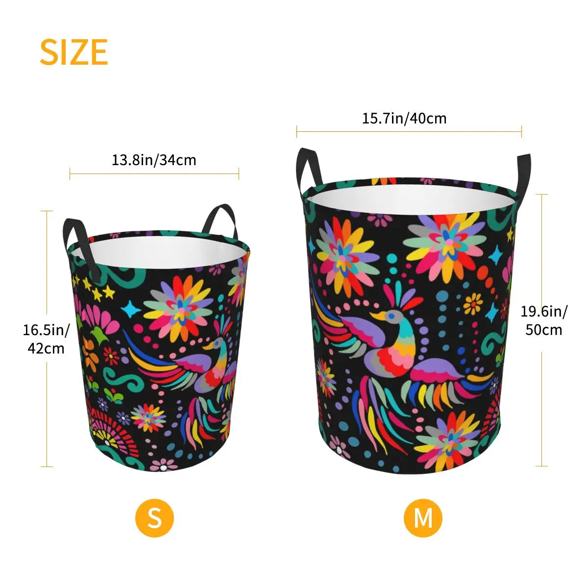 Mexican Floral Foldable Laundry Basket