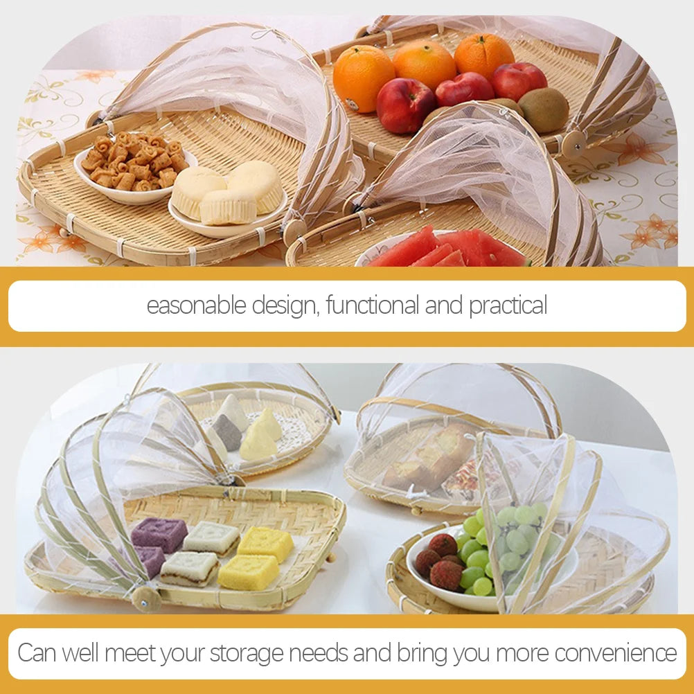 Bamboo Gauze Fruit and Vegetable Storage Tent Basket