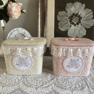 Retro Handmade Korean Lace Storage Box With Lid