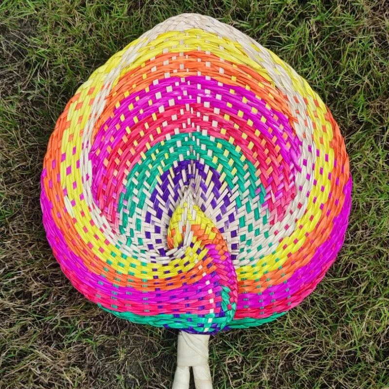 Colorful Handmade Bamboo Heart Hand Fan