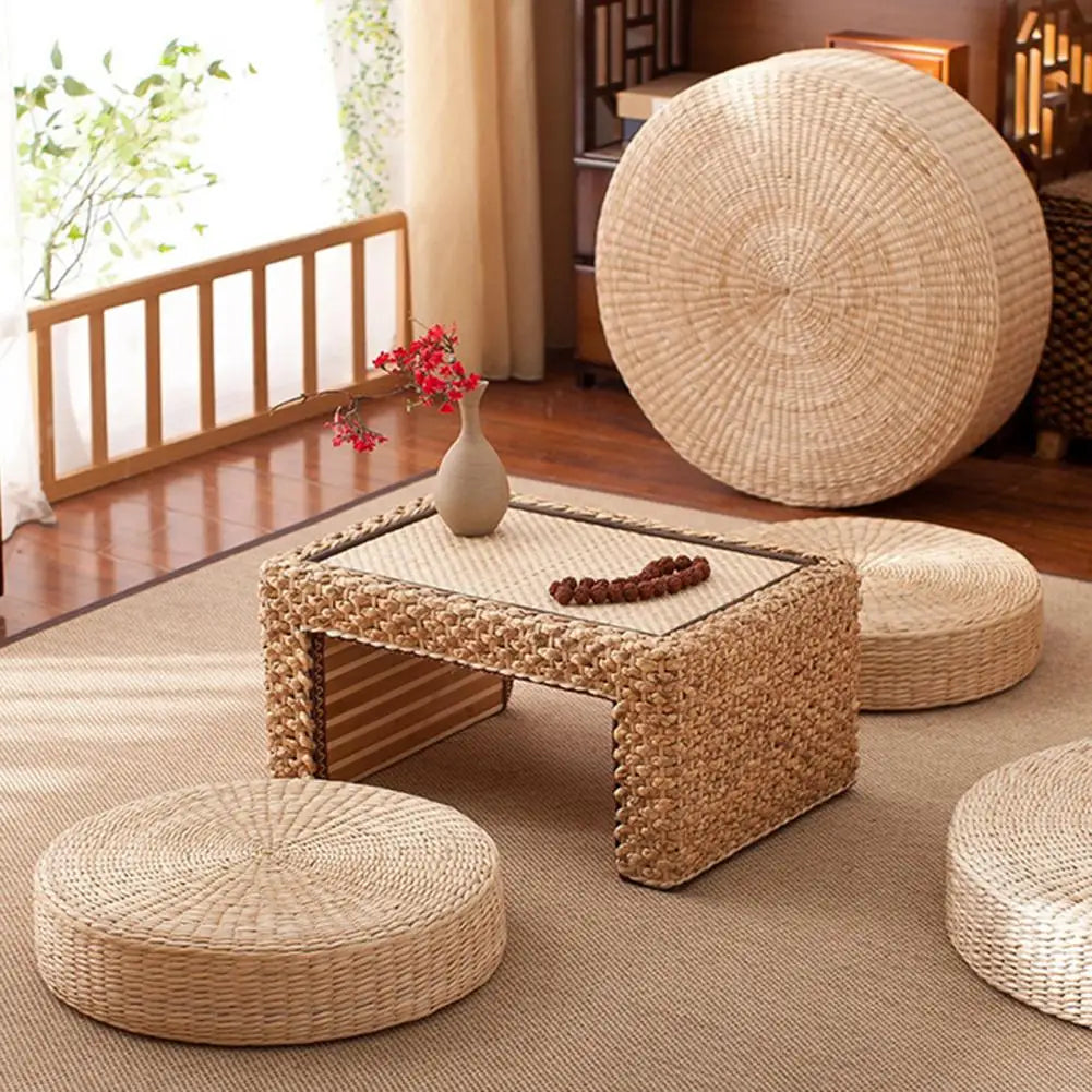 Breathable Round Straw Tatami Cushion