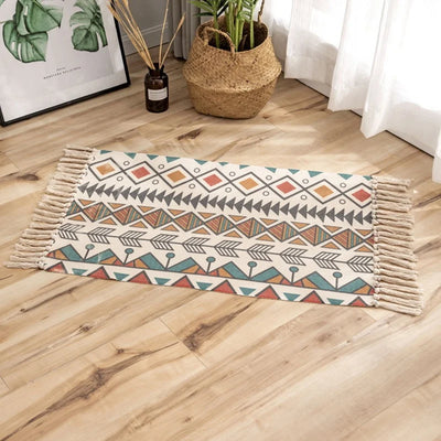 Boho With Tassels Washable Rug