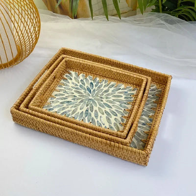 Handmade Colorful Shell Rattan Trays