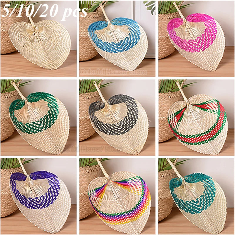 Handmade Straw Bamboo Woven Fans- Perfect for Summer