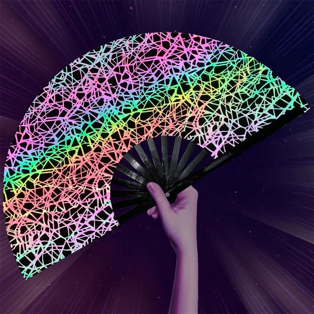 Reflective Rainbow Holographic Bamboo Foldable Handfan