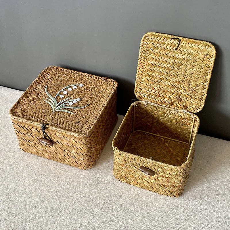 Coffret cadeau vintage tissé en bambou