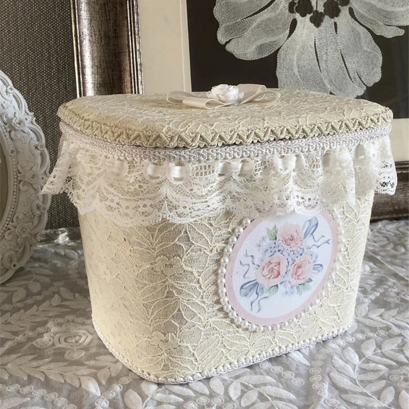 Retro Handmade Korean Lace Storage Box With Lid