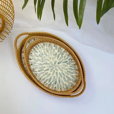 Handmade Colorful Shell Rattan Trays