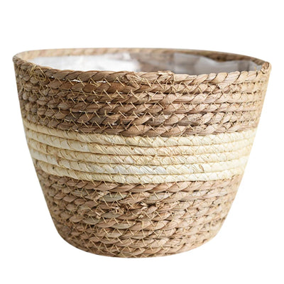 Panier de jardinière en paille tissé à la main pour plantes d'intérieur 